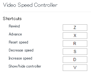 Video Speed Controllerの設定方法2